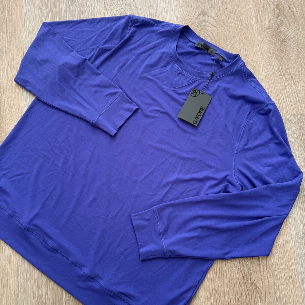 G/FORE All Day Play Terry Crewneck Shirt Mens XL Purple LS Golf Performance